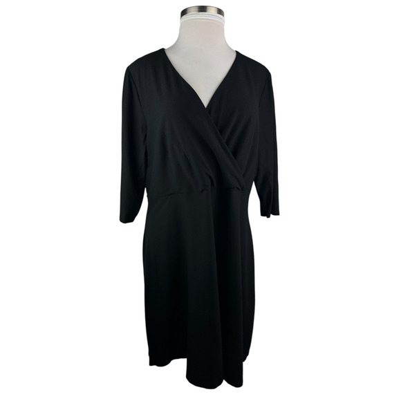 Eileen Fisher Faux Wrap Dress Black Stretch Slinky Jersey Women's Plus Size 1X - Picture 13 of 15